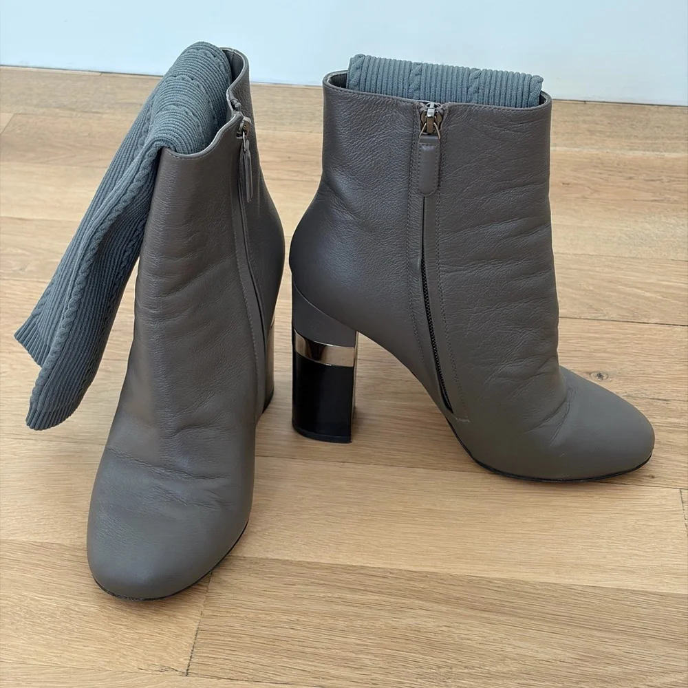 Chanel 2016 Gray Leather Sock Boot - Picture 4 of 5